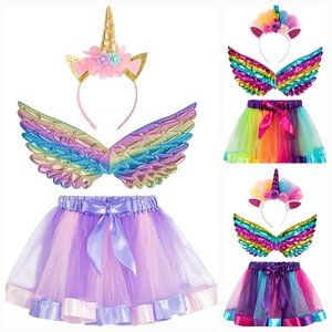 Unicorn Tutu Wings and Head Band Kids Dance / Dress-up set